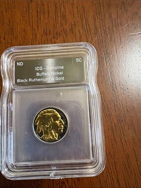 Genuine Buffalo Nickel - Black Ruthenium & Gold - Clear Case